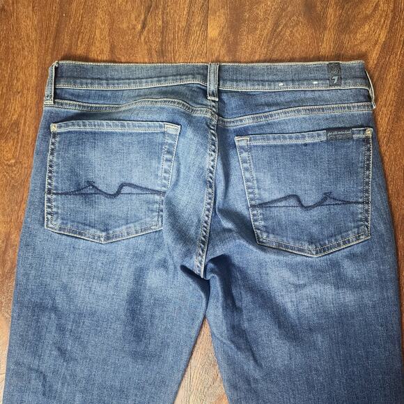 7 For All Mankind Original Bootcut Mid-Rise Jeans Raw Hem, Size 30 - Picture 8 of 11